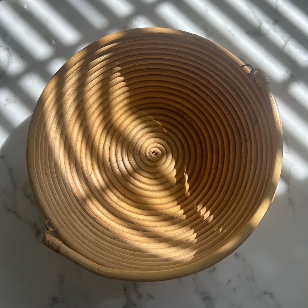 Pencil Reed Rattan Bowl With Handle - Picture 2 of 7